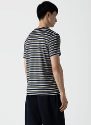 Men's Classic T-shirt in Navy/Hunter Green Holiday Stripe