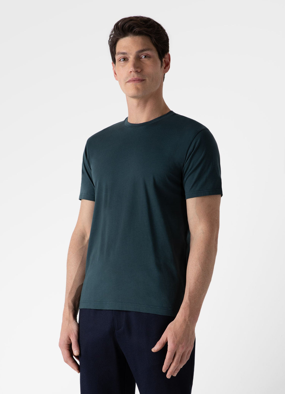 Men's Riviera Midweight T-shirt in Peacock | Sunspel