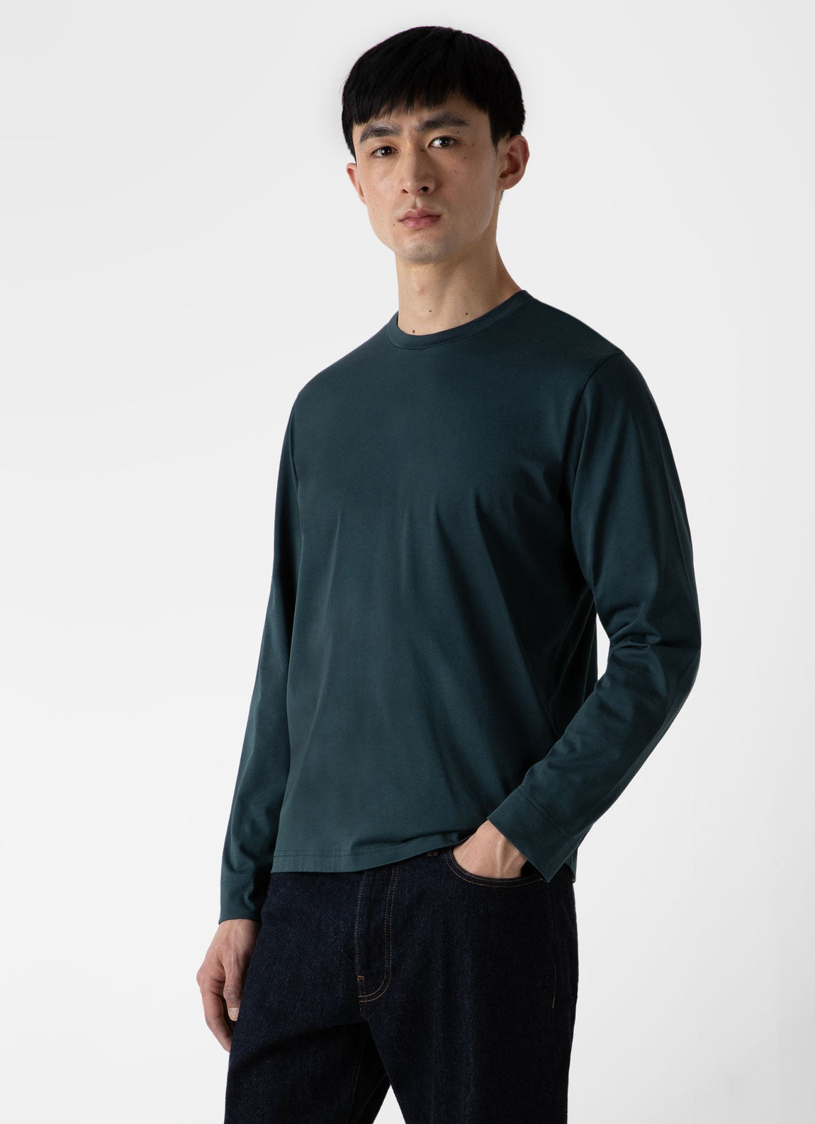 Men's Long Sleeve Riviera Midweight T-shirt in Peacock