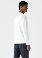 Men's Brushed Cotton Long Sleeve T-shirt in Ecru