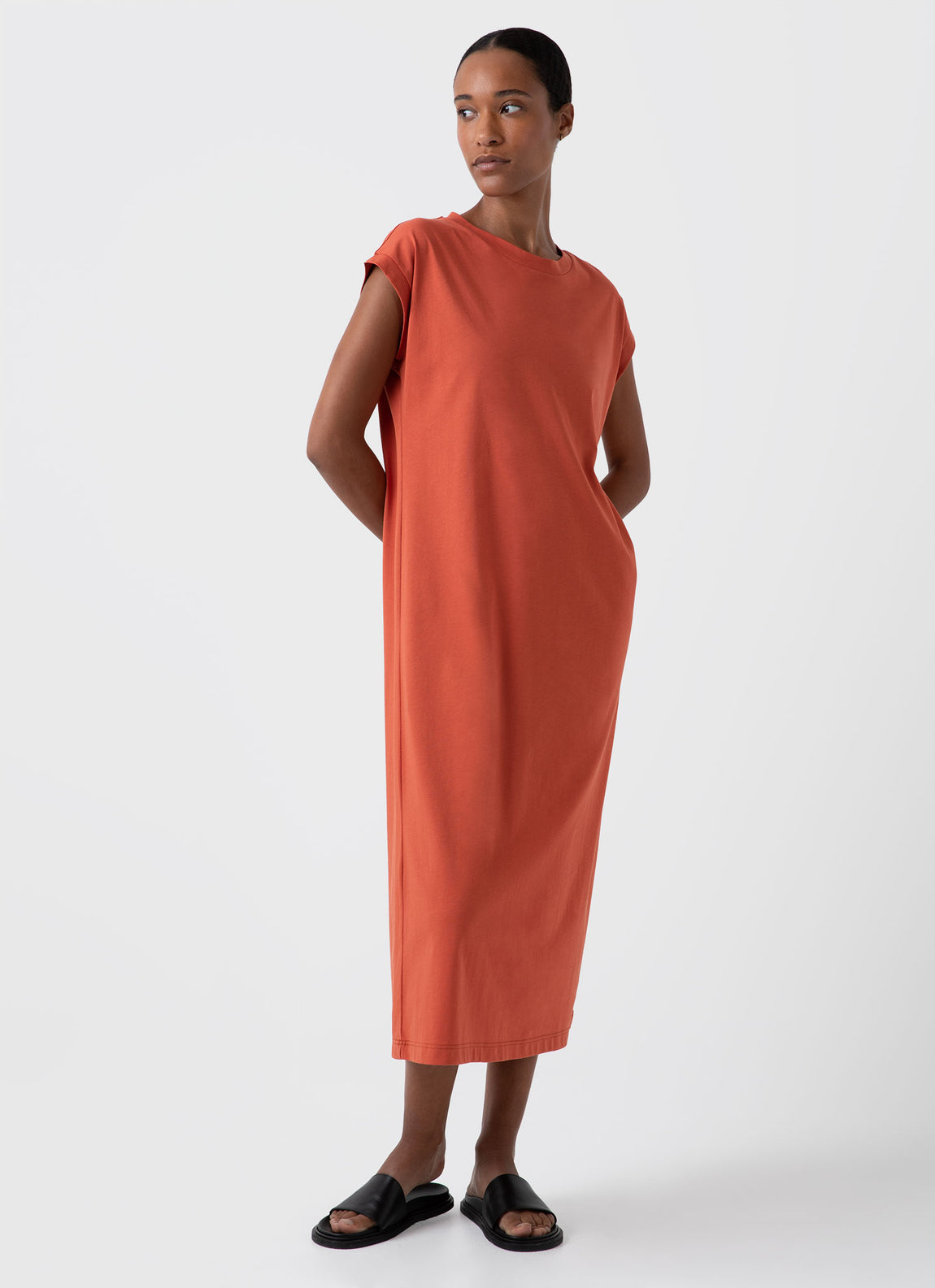 Women's T-shirt Dress in Burnt Sienna