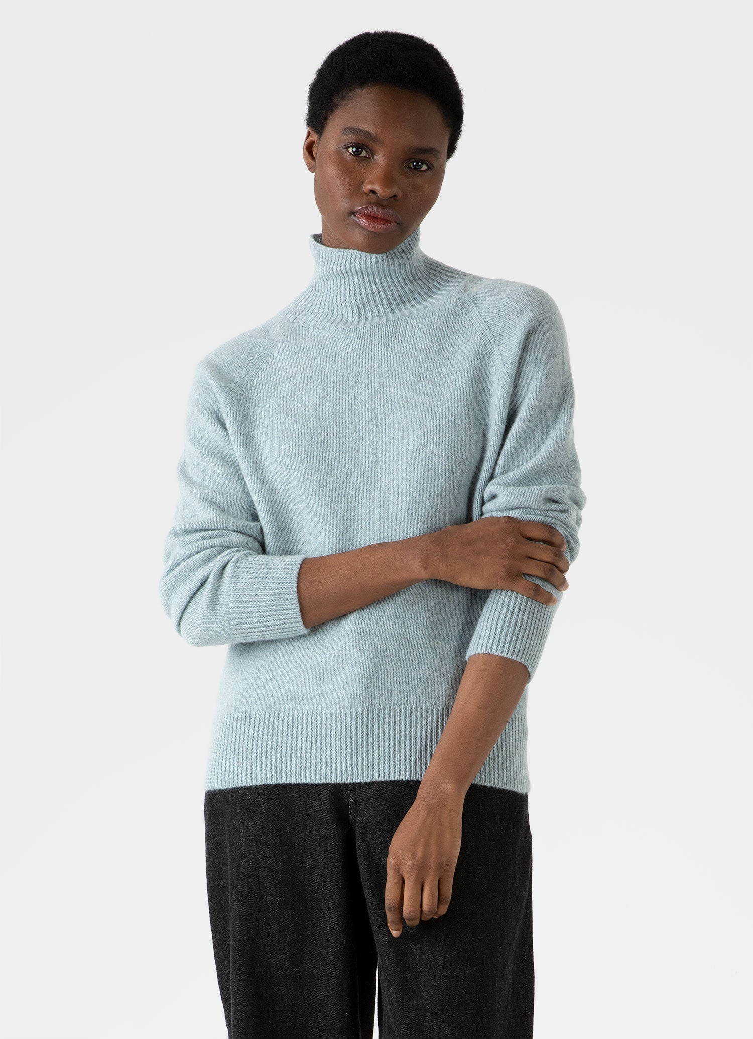 Women's lambswool 2025 polo neck jumper