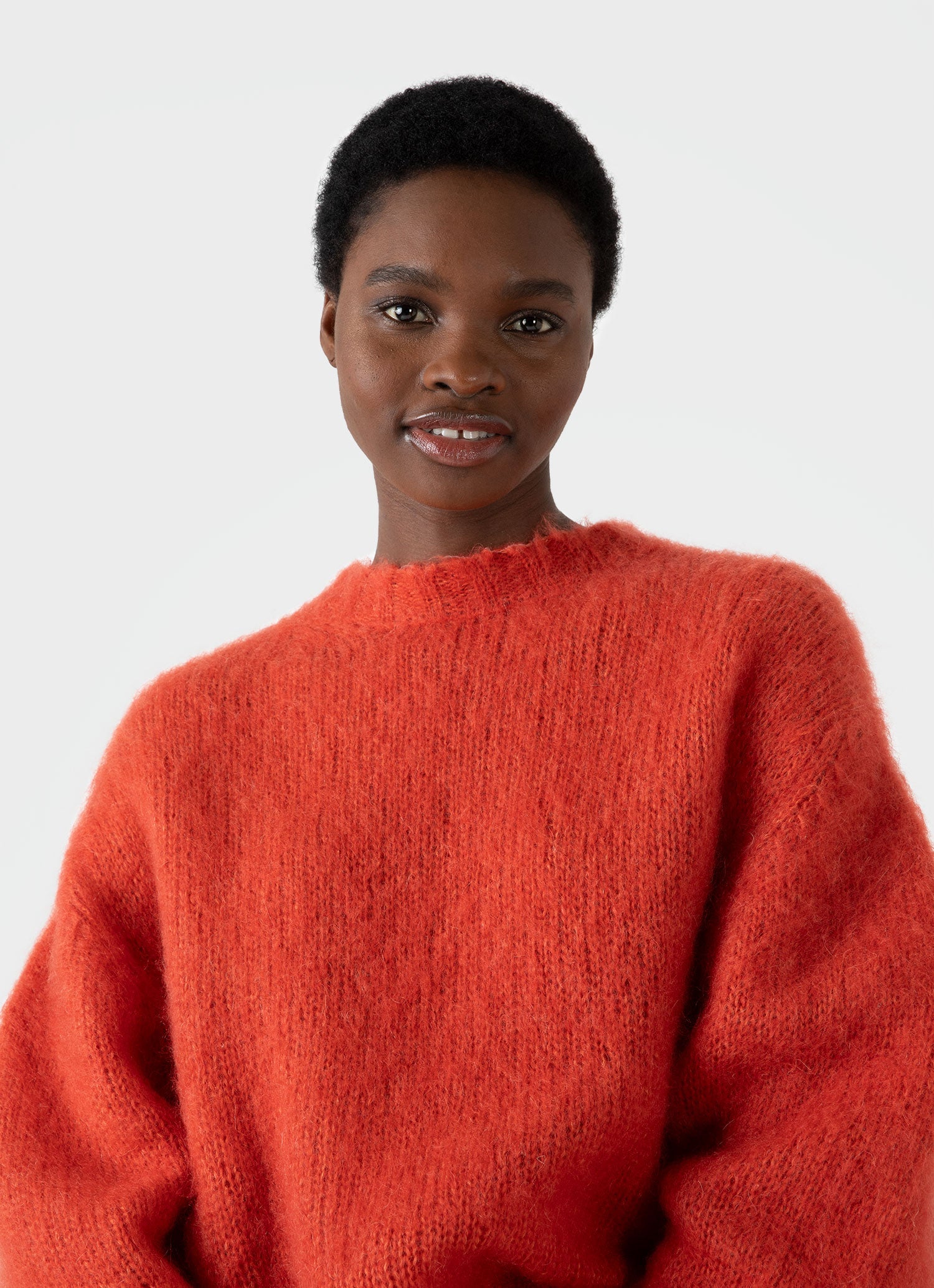 Women s Mohair Silk Crew Neck Jumper in Magma Sunspel